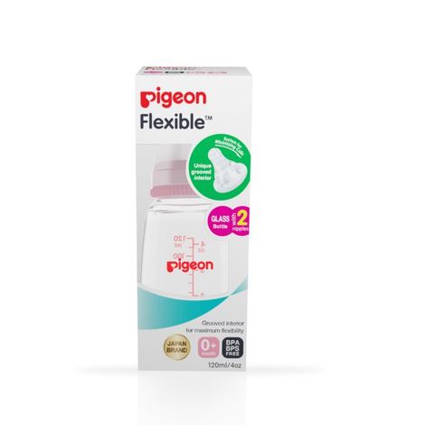Buy Pigeon Glass Feeding Bottle 120 ml Pink With Add Nipple S