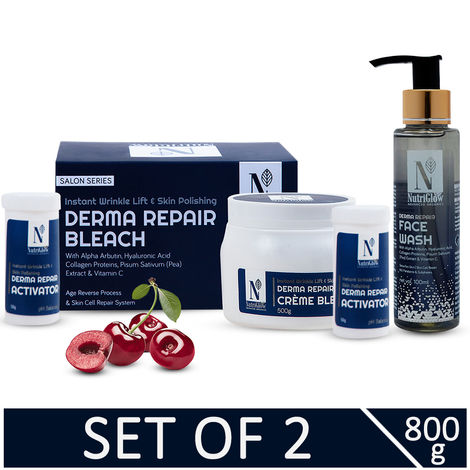 Buy NutriGlow Advanced Organics Derma Repair Bleach Cream (700 gm) & Face Wash (100 ml) For Instant Wrinkle Lift & Skin Polishing-Purplle