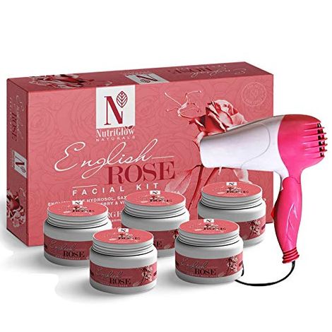 Buy NutriGlow NATURAL'S English Rose Facial Kit (260gm) With Assorted Hair Dryer For Instant Glowing-Purplle
