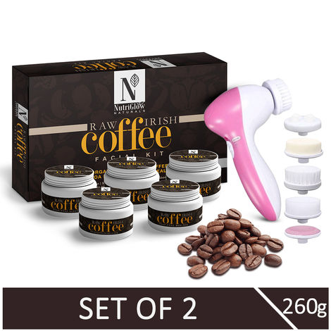 Buy NutriGlow NATURAL'S Raw Irish Coffee Facial Kit (260 gm) With Electric 5-in-1 Face Massager/ For Glowing Skin-Purplle