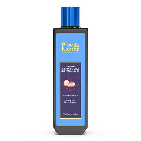 Buy Blue Nectar Ayurvedic Baby Massage Oil with Organic Ghee, Almond Oil & Vitamin E for Healthy Babies (13 Herbs, 200 ml)-Purplle