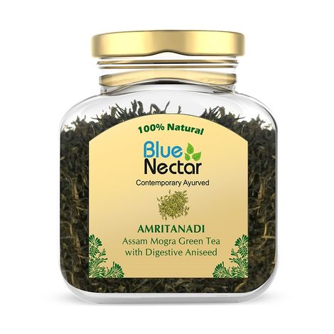 Buy Blue Nectar Amritanadi Assam Green Tea Loose Leaves with Digestive Aniseed (50 gm + 15 gm FREE, 33 Cups)-Purplle