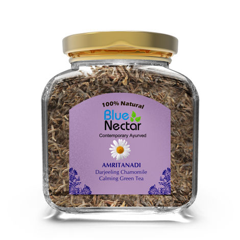 Buy Blue Nectar Amritanadi Darjeeling Chamomile Green Tea for Detox and Calmness (50 gm | 25 cups)-Purplle