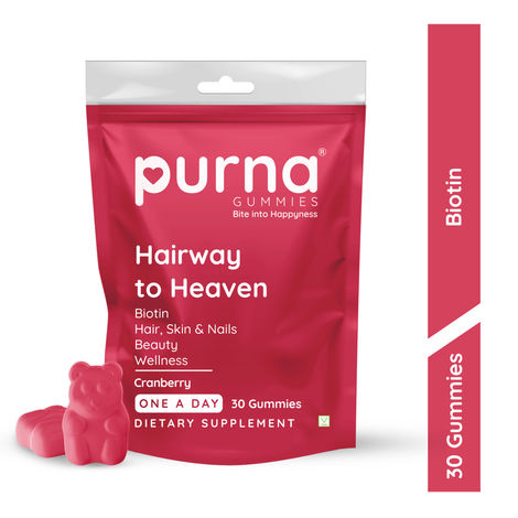 Buy Purna Gummies 5000mcg Biotin Cranberry Gummies With Vitamin B12 For Hair, skin & Nail, 30 Day Pack-Purplle
