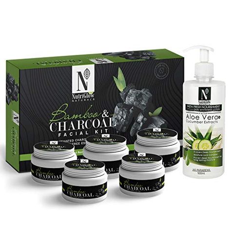 Buy NutriGlow NATURAL'S Bamboo Charcoal Facial Kit (260gm) With Aloe Vera & Cucumber Lotion (500ml) For Detoxifies Skin-Purplle