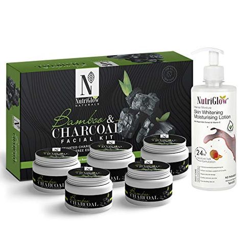 Buy NutriGlow NATURAL'S Bamboo Charcoal Facial Kit (260gm) With Skin Whitening Moisturizing Lotion (500ml) For Intensive Nourishment-Purplle