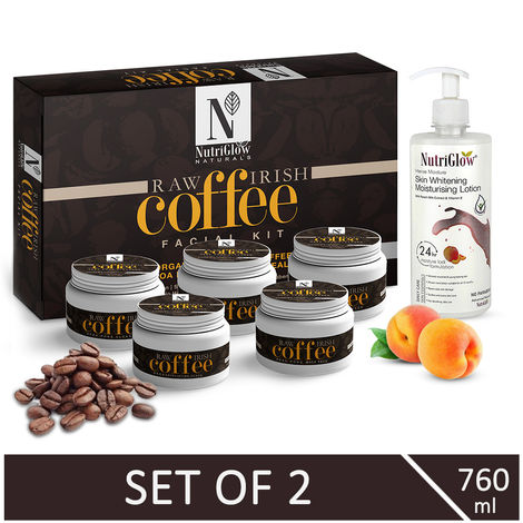 Buy NutriGlow NATURAL'S Raw Irish Coffee Facial Kit (260 gm) & Skin Whitening Moisturising Lotion (500 ml) For Natural Glowing-Purplle