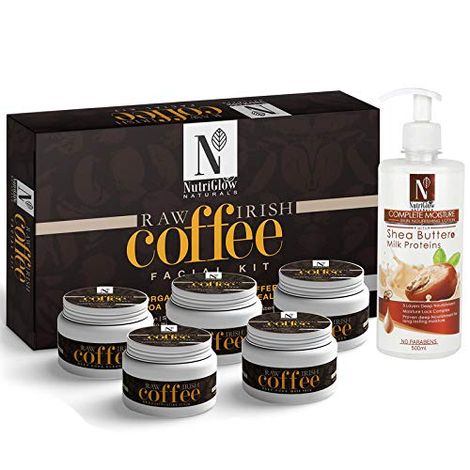 Buy NutriGlow NATURAL'S Raw Irish Coffee Facial Kit (260gm) With Shea Butter Body Lotion (500ml) For Natural Glowing-Purplle