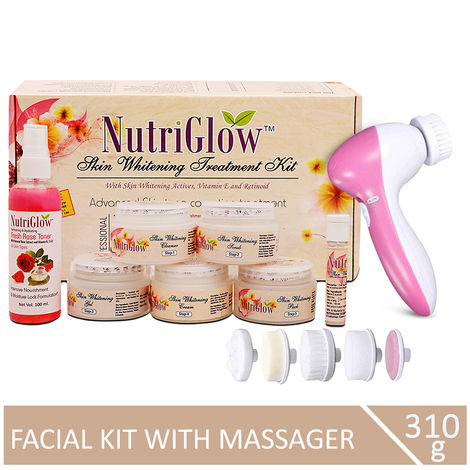 Buy NutriGlow Skin Whitening Treatment Kit (310 gm) With 5-in-1 Face Massager For Instant Glow-Purplle