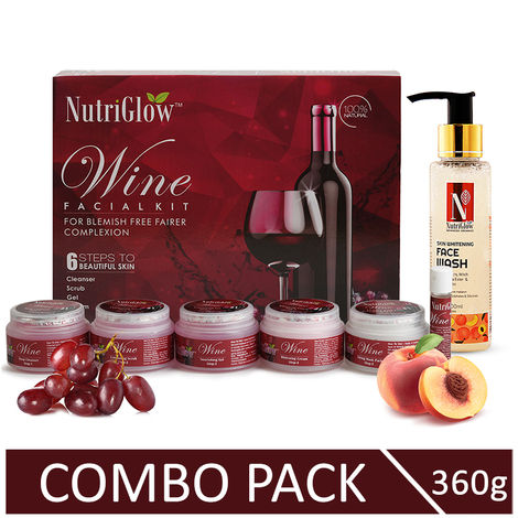 Buy NutriGlow Wine Facial Kit (260 gm) & ADVANCED ORGANICS Skin Whitening Face Wash (100 ml) For Blemish Free Fairer Complexion-Purplle