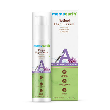 Buy Mamaearth Retinol Night Cream with Retinol & Bakuchi for Fine Lines and Wrinkles (50 g)-Purplle