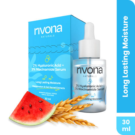 Buy Rivona Naturals 2% Hyaluronic Acid + 3% Niacinamide Serum | HM Sodium Hyaluronate + Oatmeal | Hydrating and Dark Spot Corrector | For Men & Women | All Skin types | 30 ml-Purplle