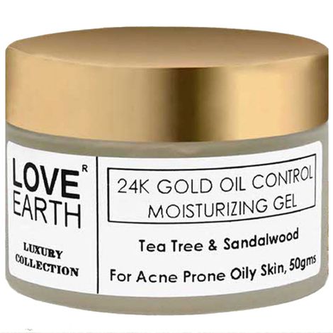 Buy Love Earth 24K Gold Oil Control Moisturizing Gel With Aloe Vera & Sandalwood Extract For Sensitive & Acne-Prone Skin Suitable For All Skin Types 50gm-Purplle