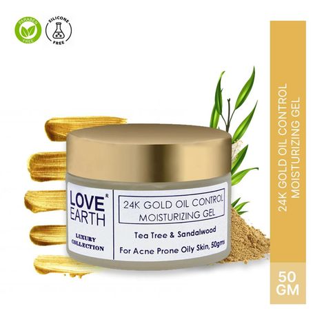 Buy Love Earth 24K Gold Oil Control Moisturizing Gel With Aloe Vera & Sandalwood Extract For Sensitive & Acne-Prone Skin Suitable For All Skin Types 50 gm-Purplle