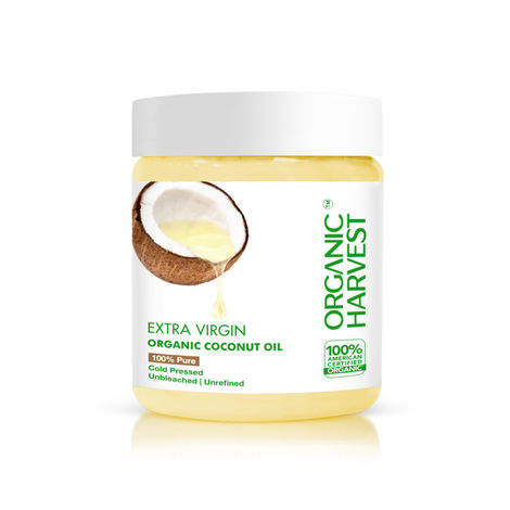 Buy Organic Harvest Cold Pressed Extra Virgin Organic Coconut Oil For All Types of Hair, Skin 200 ml-Purplle