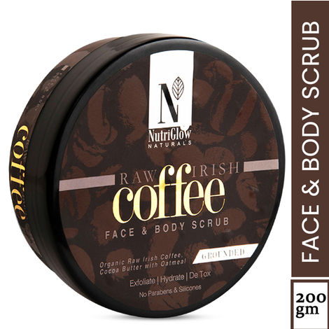 Buy NutriGlow NATURAL'S Raw Irish Coffee Face & Body Scrub With Cocoa Butter & Oatmeal, 200 gm-Purplle