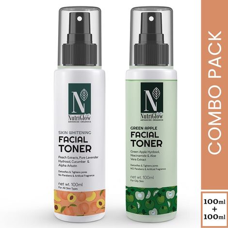 Buy nutriglow Advanced Organics Green Apple & Skin Whitening Toner For Detoxifies Skin, 100 ml each-Purplle