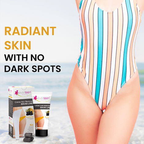 Buy everteen RADIANCE Hair Removal Cream with Charcoal, Kojic Acid and Vitamin C for Bikini Line & Underarms in Women and Girls | No Harsh Smell, Skin Darkening or Rashes | 1 Pack 50 g with Spatula and Coin Tissues-Purplle
