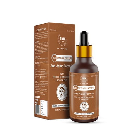 Buy TNW The Natural Wash 0.5% Retinol Serum Anti-Aging Formula with Peptides, Bakuchiol & Squalene (30 ml)-Purplle