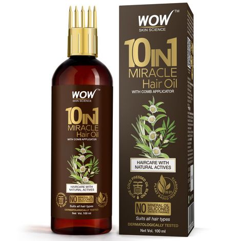 Buy WOW Skin Science 10 -in-1 Miracle Hair Oil - WITH COMB APPLICATOR - Cold Pressed (100 ml)-Purplle