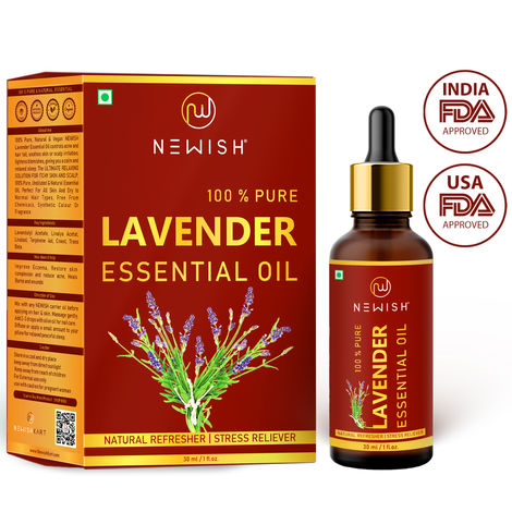 Buy Newish Lavender 100 % Natural Essential Oil Therapeutic Grade For Skin Hair And Acne Care& Diffuser 30ml-Purplle