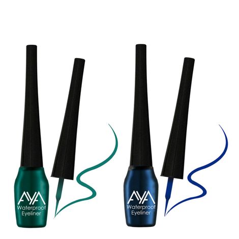 Buy AYA Waterproof Eyeliner, Set of 2 (Green and Blue)-Purplle