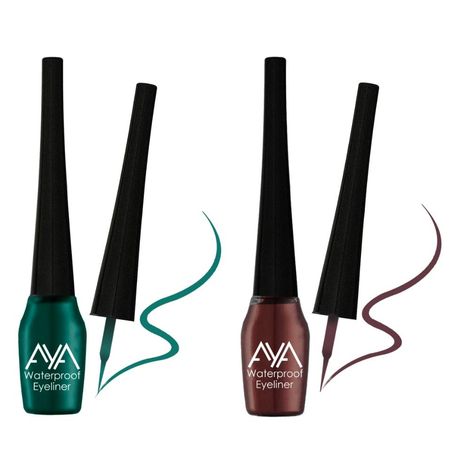 Buy AYA Waterproof Eyeliner, Set of 2 (Green and Brown)-Purplle