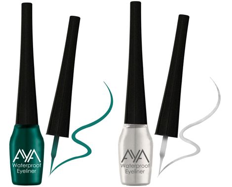 Buy AYA Waterproof Eyeliner, Set of 2 (Green and Silver)-Purplle