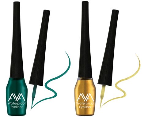 Buy AYA Waterproof Eyeliner, Set of 2 (Green and Golden)-Purplle