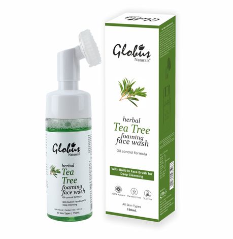 Buy Globus Naturals Tea Tree Acne Control Foaming Face wash With Silicon Face Massage Brush (150 ml)-Purplle