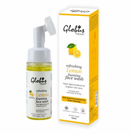 Buy Globus Naturals Refreshing Lemon Fairness Foaming Face Wash with Silicon Face Massage Brush (150 ml)-Purplle
