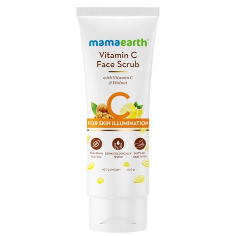 Buy Mamaearth Vitamin C Face Scrub for Glowing Skin, With Vitamin C and Walnut For Skin Illumination a€“ 100 gm-Purplle