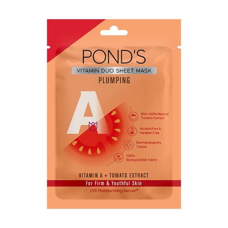 Buy POND'S Plumping Firm Youthful Skin, With 100% Natural Tomato & Vitamin A Sheet Mask, 25 ml-Purplle