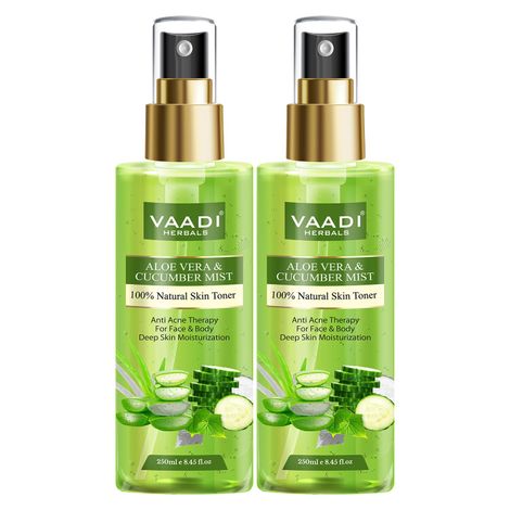 Buy Vaadi Herbals Pack of 2 Aloe Vera & Cucumber Mist - 100% Natural Skin Toner (250 ml x 2)-Purplle