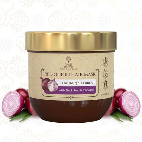 Buy Khadi Essentials Red Onion Hair Mask with Black Seed and Jaborandi For Hairfall Control, 200gm-Purplle