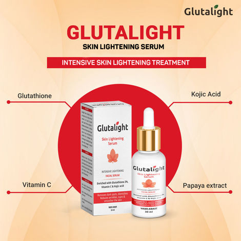 Glutalight Glutathione, Vitamin C, Kojic Acid Skin Lightening, Brightening  Serum 30ml