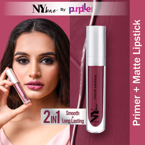 Buy NY Bae Confessions Of A Lip-a-holic Liquid Lipstick | Primer + Matte | Purple | Moisturizing | Long Lasting | Binge-ing 2 (4.5 ml)-Purplle