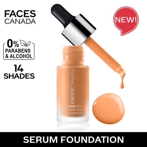 Buy FACES CANADA Ultime Pro Second Skin Foundation - Golden Beige 032, 15 ml | Lightweight Anti-Ageing Serum Foundation | 3X Lighter | Natural Matte Finish | Medium To High Coverage | SPF 15 | Non-Oily-Purplle