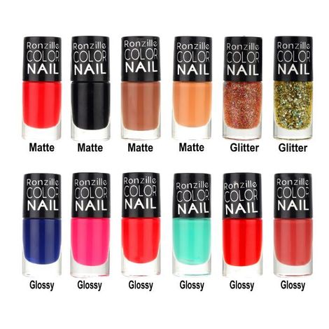 Buy Ronzille Color Nail Premium Long Lasting Nail Paint Quick Dry 6 ml Each Pack of 12 (Combo A)-Purplle