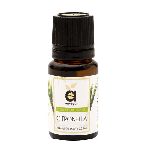 Buy Anveya Citronella Essential Oil, 100% Natural, 15 ml, For Hair & Skin, Diffuser & Refreshing Aroma-Purplle