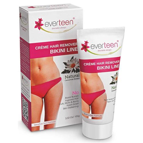 Buy everteen NATURAL Hair Removal Cream with Chamomile for Bikini Line & Underarms in Women and Girls | No Harsh Smell, No Skin Darkening, No Rashes | 1 Pack 100g with Spatula and Coin Tissues-Purplle