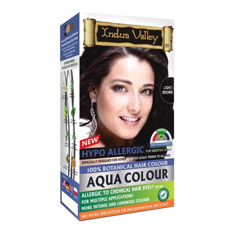 Buy Indus Valley Hypo Allergic Aqua hair colour 100% Botanical Light Brown-Purplle