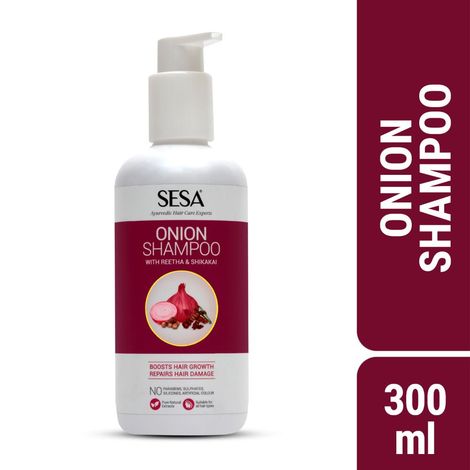 Buy Sesa Onion Shampoo with Reetha & Shikakai, 300 ml (Pure Ayurvedic Herbal Extracts, No Parabens, No Sulphates, No Silicones)-Purplle