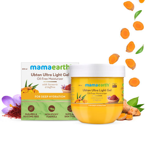 Buy Mamaearth Ubtan Ultra Light Gel Oil-Free Moisturizer with Turmeric & Saffron for Deep Hydration (200 ml)-Purplle