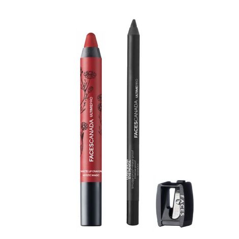 Buy Faces Canada Lip Crayon Majestic Rose & Eye Pencil Solid Black 4 g-Purplle
