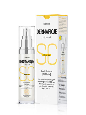 Buy Dermafique Soleil Defense All Matte Sunscreen, SPF 50 for Normal To Oily Skin, Dermatologist Tested, Non-sticky Cream (30 g)-Purplle