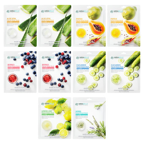 Buy MIRABELLE COSMETICS KOREA Healing skin Facial Sheet Masks Combo Pack Of 10-Purplle