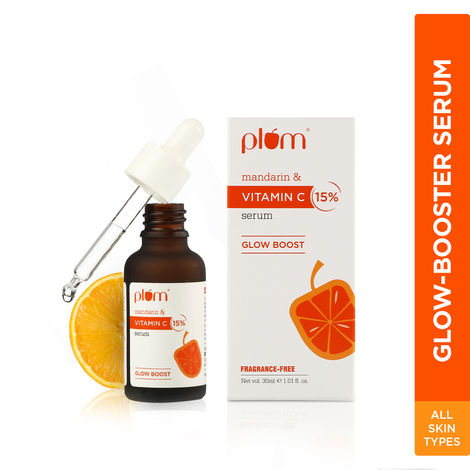 Buy Plum 15% Vitamin C Glow Boost Face Serum, Fights Dark Spots, Pigmentation & Dull Skin, Dermat Tested 30ml-Purplle