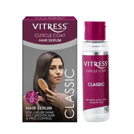Buy Vitress Cuticle Coat Classic Hair Serum, Instant Hair Transformation, Damage & Frizz Control Hair Serum for Women, Satin-Soft Touch, Livelier Shine, Easy-To-Manage, For Dry and Frizzy Hair, Suitable For All Hair Types, 50 ml-Purplle