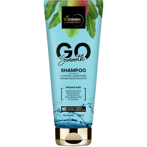Buy St.Botanica GO Smooth Hair Shampoo - With Hyaluronic Acid, Mango Butter, Olive Extracts, No SLS / Sulphate, Paraben, Silicones, Colors, 200 ml-Purplle